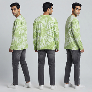 Camiseta de hombre con lavado ácido, de manga larga, de algodón con efecto desgastado por el sol, cuello redondo, corte regular, estilo casual urbano, ajuste holgado - Product Image 6