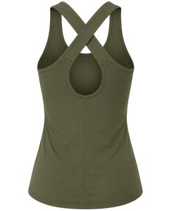 Customized Olive Green Women <b>Cross</b> Back Yoga Tank <b>Top</b> Breathable Sleeveless Gym Fitness Workout Activewear Sports Vest Shirt - Product Image 2