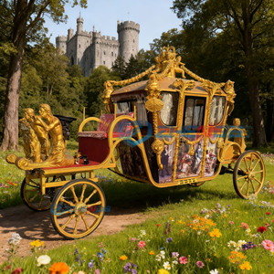 Popular Carroza de Lujo Eléctrica de Acero Personalizada de 6 Plazas con Cuatro Ruedas, Estilo Princesa, para Bodas y Turismo, Modelo Escultura Real Cenicienta - Product Image 5