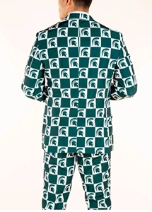 Costume artisanal des Spartans de l'État du Michigan pour hommes, ensemble veste et pantalon à carreaux verts, tenue sur mesure pour le jour du match - Product Image 2