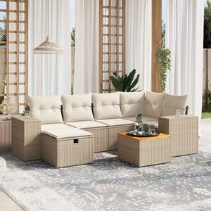 Ensemble de canapés de jardin modulaires en rotin PE beige 7 pièces - Product Image 1