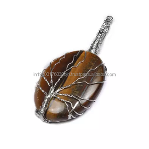 Meilleure vente en gros pas cher prix cristaux pierre de guérison vert aventurine arbre de vie fil enroulé bijoux pendentif collier - Product Image 6