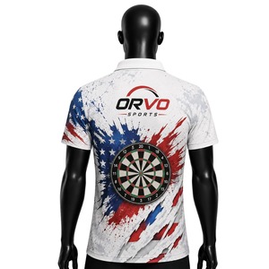 Camiseta Deportiva Personalizable ORVO SPORTS para Hombre, Manga Corta, Diseño de Dardos con Sublimación, Secado Rápido, Transpirable, Corte Regular, Blanca, Bandera de EE. UU. - Product Image 2