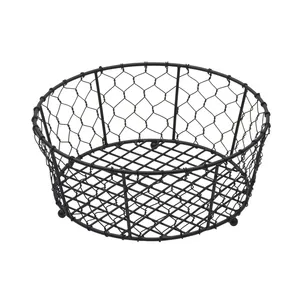Modern Metal Wire Basket 11 in D x 4.25 in H Decorative <b>Storage</b> Organizer for Home Kitchen Use - Product Image 4