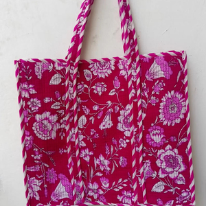 Nuevo Bolso Tote de Algodón Acolchado Hecho a Mano de Primera Calidad, Elegante, con Estampado Floral, Cierre de Cremallera, Bolso de Hombro para Compras - Product Image 1