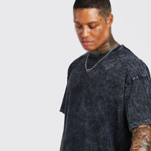 T-shirts pour hommes en coton délavé, effet usé, coupe classique, respirant, toucher doux, manches courtes, style décontracté, mode streetwear - Product Image 5