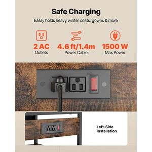 Supporto da Cucina a X con 8 Ganci a S e Cavo di Alimentazione da 1,4 m, Scolapiatti con Presa di Corrente - Product Image 4