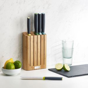 Support de rangement compact en bois pour couteaux avec plusieurs compartiments pour comptoir de cuisine et espace repas - Product Image 2