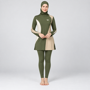 Ensemble Burkini Modeste 3 Pièces Personnalisable pour Femme Musulmane – Couverture Complète, Imprimé, Séchage Rapide, Élégant - Product Image 1