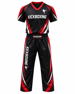Tenue de Kickboxing Personnalisée en Coton pour Adultes Unisexe – Ensemble d'Entraînement Gaufré, Séchage Rapide, Respirant, Vêtements de Combat avec Logo d'Équipe, Broderie - Product Image 1