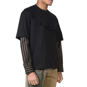 เสื้อยืดแขนยาวผู้ชายทรงหลวม ผ้าฝ้าย 100% ทรงปกติ สไตล์สตรีทแวร์ คอโอ แขนสองชั้น ระบายอากาศได้ดี หรูหรา - Product Image 2