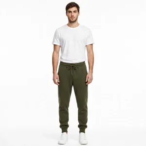 <b>Men</b> Olive Green Jogger Sweatpants Elastic Waist Drawstring Pocket <b>Cuffed</b> Ankle Casual Lounge Pants Custom Design OEM Clothing Su - Product Image 1