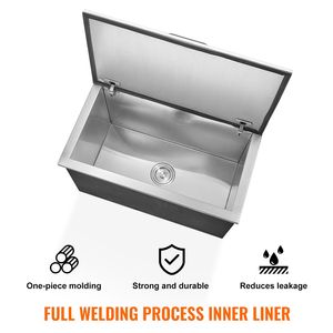 Contenitore per Ghiaccio Commerciale 24"L X 20"W X 15"H in Acciaio Inox 40qt con Coperchio a Cerniera per Cucina Esterna - Product Image 4