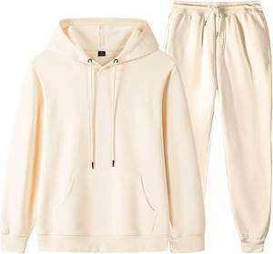 Winter Streetwear Fleece 2 Piece Set Men Tracksuits Long Pants with Pockets and string and Pull Over Hoodie <b>Jogging</b> <b>Suits</b> - Product Image 3