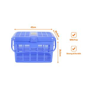 BPA Free Plastic Storage <b>Basket</b> With Lid Durable Organizer Bin With Handle for <b>Shelf</b> Closet Countertop - Product Image 4