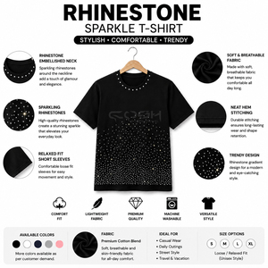 Cosh International Men's Black Short Sleeve Rhinestone Dot Pattern T-<b>Shirt</b> Regular Fit O-Neck Casual Jersey <b>Shirt</b> - Product Image 6