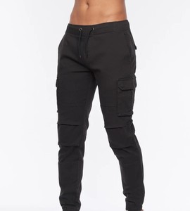 Men's Elastic Waist Solid Lightweight Canvas Cargo Summer <b>Trousers</b> with <b>Drawstring</b> Closure - Product Image 4