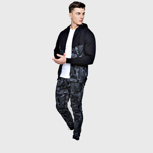 Conjunto Deportivo Unisex de Camuflaje Negro, Sudadera con Capucha y Cordón Ajustable, Pantalones, Corte Regular, Ropa de Otoño, Transpirable - Product Image 3