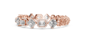 LUXURY LAB GROWN EMERALD ASSCHER CUT DIAMOND BRACELET DUAL LOCK SET IN 18KT SOLID <b>ROSE</b> GOLD FOR GIFTING PARTY EVERYDAY WEAR - Product Image 3