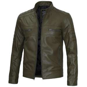 Veste en cuir véritable et toile unisexe, style vintage, coupe classique, épaisseur standard, coupe-vent et imperméable, vente en gros - Product Image 3