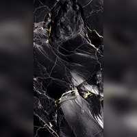 Carrelage mural et de sol en céramique noire polie de haute qualité, imitation brique moderne avec veines dorées, antidérapant et isolant thermique
