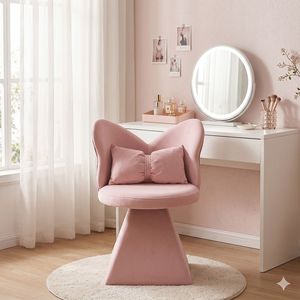 Vanity Chair with <b>Butterfly</b> Back Swivel Accent <b>Dining</b> Chair PU Makeup Stool for Bedroom Dressing <b>Table</b> - Product Image 3