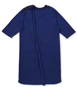 Bata de paciente adaptable para hombres con discapacidad, de algodón tejido azul marino, uniforme de hospital, sin costuras, cuello en V, manga larga, ropa de recuperación - Product Image 4