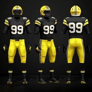 Uniformes de Fútbol Americano Más Vendidos, Jersey y Pantalones Sublimados en Negro y Amarillo, Ropa Deportiva Ajustada para Hombre con Absorción de Humedad - Product Image 2