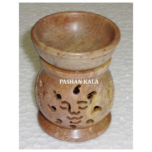 Lampe brûle-parfum en pierre ollaire naturelle sculptée, design indien haut de gamme, pour cadeaux d'entreprise et décoration intérieure, vente en gros - Product Image 1