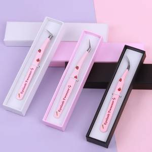 Ensemble de pinces à cils en acier inoxydable de précision, couleur rose, avec poignée texturée et emballage élégant pour une utilisation facile - Product Image 4