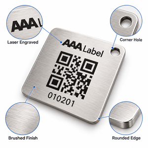 Étiquettes métalliques avec code QR et numéro de série, étiquettes de code-barres en aluminium personnalisées pour l'identification des équipements, OEM - Product Image 4