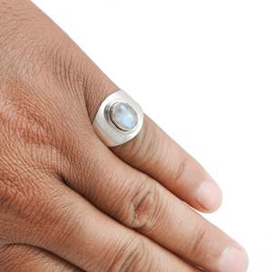 925 Sterling <b>Silver</b> <b>Ring</b> <b>For</b> <b>Men</b> & Women Handmade Bohemian Statement <b>Ring</b> Comes With Oval Cut Rainbow Moonstone Gemstone - Product Image 3