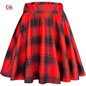 Jupe trapèze en laine à carreaux pour femme, fabriquée au Pakistan, longueur genou, avec poches, taille ajustable, style automne - Product Image 6