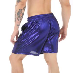 Men's Solid Color Drawstring Mid Waist <b>Shorts</b> in Satin Fabric Casual Style 100% Cotton Front Logo Breathable - Product Image 4