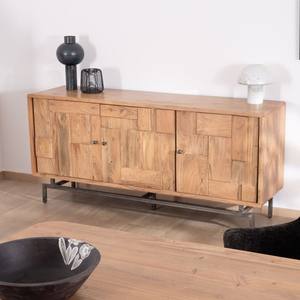 Vandana Autumn Mark 3-door <b>sideboard</b> with acacia wood Puzzle pattern inset fronts - Product Image 6