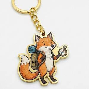 Porte-clés personnalisé en alliage de zinc 3D, motif loup antique, avec impression UV et technique d'émail souple, plaqué or, vente en gros - Product Image 2