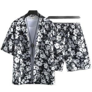 รองรับการปรับแต่งเสื้อยืดแขนสั้นลำลองเท่ๆ สำหรับผู้ชาย ลายพิมพ์แฟชั่นชายหาด ชุดเซ็ตสองชิ้นเสื้อและกางเกงขาสั้นสำหรับคู่รัก - Product Image 1
