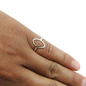 High-quality <b>925</b> Sterling <b>Silver</b> Eye Design <b>Ring</b> For Women Brilliant Round Cut Carnelian Gemstone Available At Reasonable Price - Product Image 4