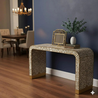 Meilleur prix, table console en teck de haute qualité, incrustation en bois, meubles faits à la main pour le hall et l'entrée, décoration intérieure