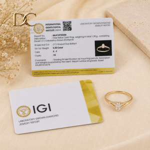Bague en or jaune massif 14 carats avec diamant de laboratoire taille brillant ovale, bijoux fins pour femmes, certifiée IGI, alliance de luxe - Product Image 6