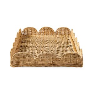 Wholesale Handmade Eco-Friendly Durable Rattan Scalloped Edge <b>Tray</b> Set for Cafe Dining <b>Table</b> Home Decor Utensil Storage - Product Image 3