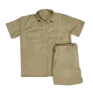 Camisa de Hombre Estilo Vintage con Cuello Chino de Sarga de Algodón y Pantalones Cortos Cargo de Secado Rápido con Cordón Ajustable al Mejor Precio - Product Image 6