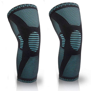 Genouillère de sport respirante à compression pour le fitness, unisexe, noire avec rayures bleues - Product Image 2