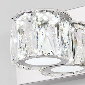 Applique da Parete LED Moderna da 35 Pollici con Eleganti 5 Paralumi in Cristallo Trasparente Cromato per Bagno e Camera da Letto - Product Image 6