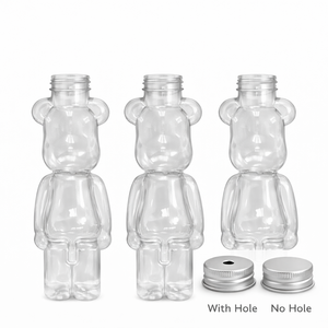 400ml Food-Grade PET Plastic <b>Bear</b> <b>Bottle</b> with Aluminum Lid and Straw Hole for Soda - Product Image 4