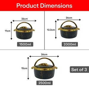 Ensemble de casseroles de service en marbre noir de luxe, parfait pour la cuisine, les repas et les cadeaux, bols de rangement alimentaire haut de gamme - Product Image 3