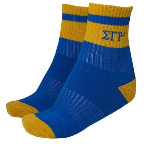 Sigma Gamma Rho Quarter <b>Socks</b> Blue Gold Greek Sorority Embroidered Letter Athletic Ankle <b>Socks</b> Comfortable Sports Casual Hosiery - Product Image 1