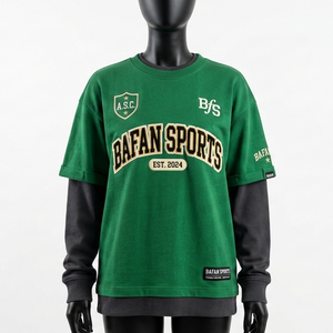 T-shirt pour femme en coton et polyester double couche, vert et noir, de qualité supérieure, avec broderie personnalisée et logo appliqué, chemises en coton double couche - Product Image 2