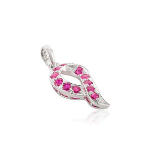 14K <b>Solid</b> White <b>Gold</b> Ruby Gemstone Gypsy <b>Pendant</b> - Product Image 2