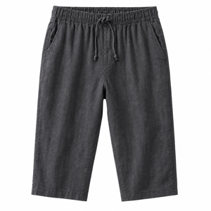 Pantalon Capri Décontracté pour Homme en Mélange Lin et Coton, Taille Haute Unie avec Cordon de Serrage, Léger, Respirant, Écologique, Coupe Ample pour la Plage - Product Image 2